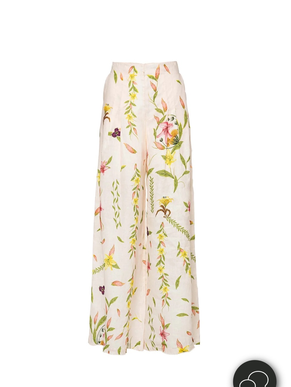 Agua by Agua Bendita Cream Floral Print Wide-Leg Trouser